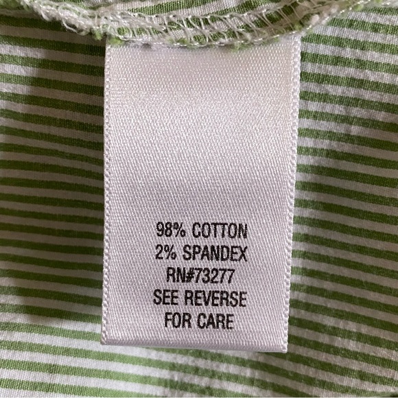 Vintage Women Size XL Sonoma Button Up Blouse Green White Stripes Pleated Lapel - Picture 6 of 9